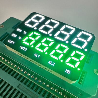 Двухлинейный 4+4-значный белый/чисто-зеленый 7-сегментный светодиодный дисплей по индивидуальному заказу с общим анодом 26*38 мм для индикатора температуры